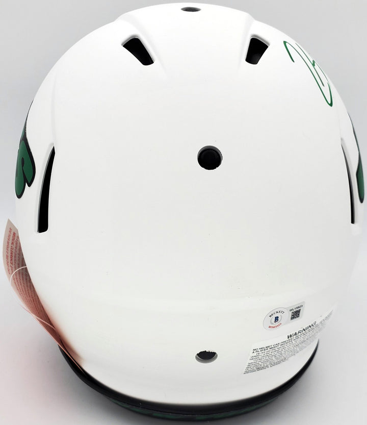 Zach Wilson Auto Jets Lunar Eclipse White Full Size Authentic Spd Helmet Beckett