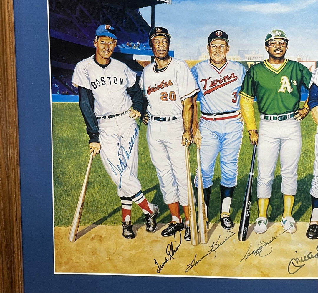 500 Hr Signed Framed Poster Ron Lewis Mickey Mantle Ted Williams Aaron Mays COA