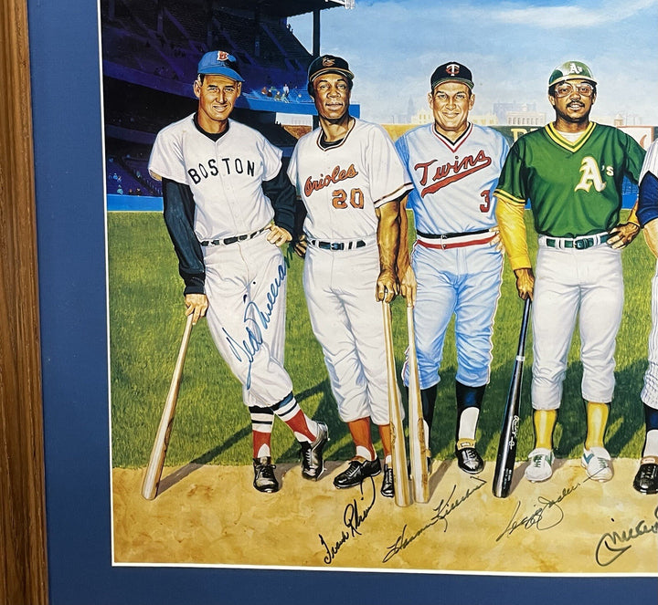 500 Hr Signed Framed Poster Ron Lewis Mickey Mantle Ted Williams Aaron Mays COA