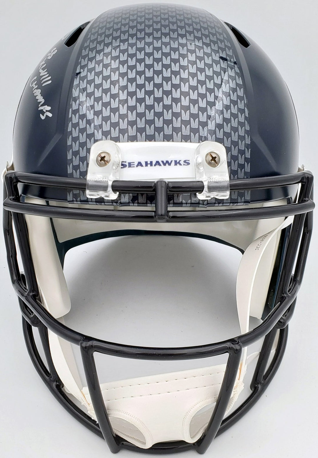 Russell Wilson Signed Seahawks Full Size Replica Speed Helmet In Silver RW Holo