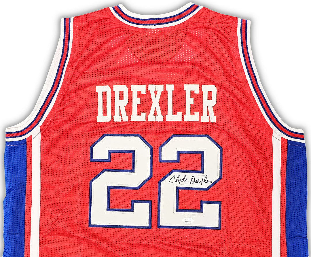 Houston Cougars Clyde Drexler Autographed Signed Red Jersey JSA