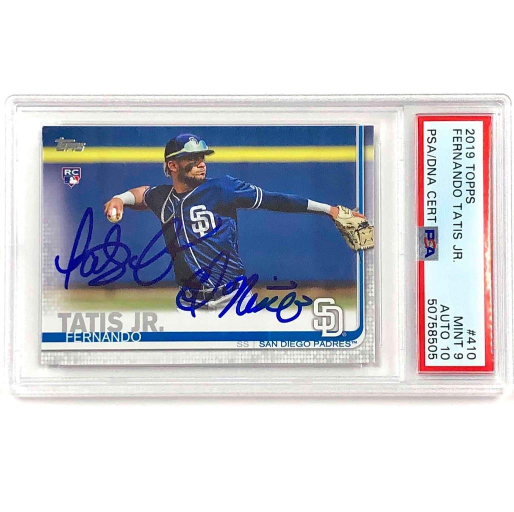 Fernando Tatis Jr. "El Nino" signed 2019 Topps #410 RC rookie card PSA 9 Auto 10