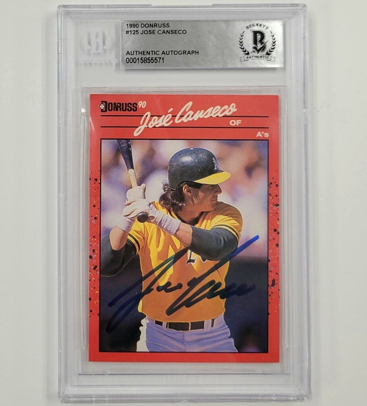 Jose Canseco signed 1990 Donruss #125 card auto autograph Oakland ~ Beckett BAS