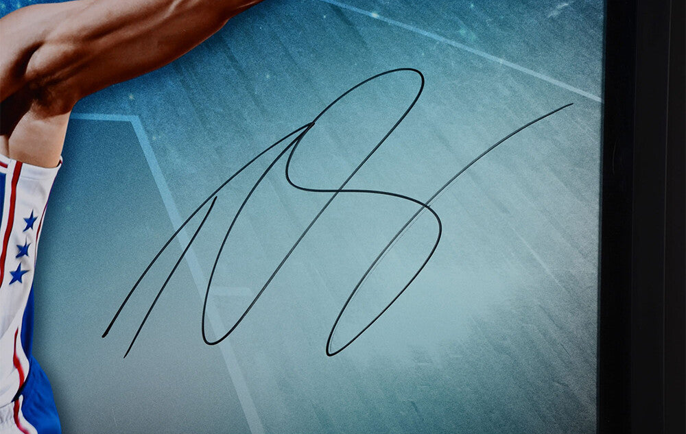 Ben Simmons Signed Basketball UDA Break Through Framed 76ers Autograph Photo #D