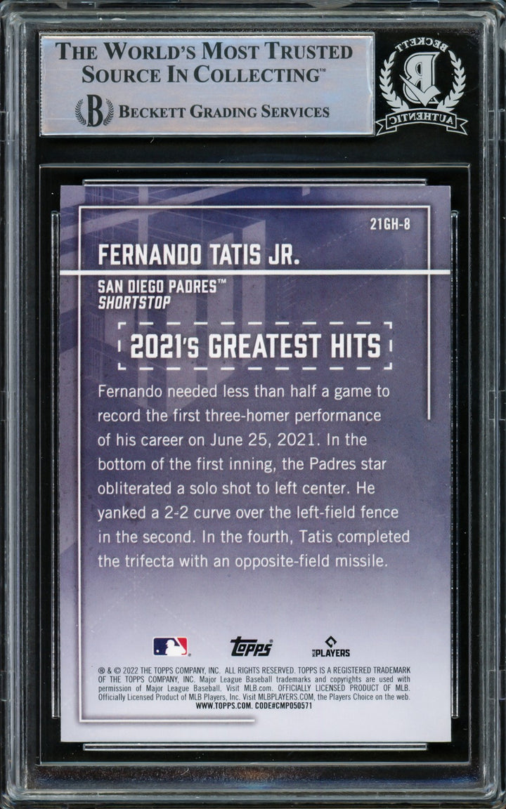 Fernando Tatis Jr. Signed 2022 Topps Greatest Hits Card #21GH-8 San Diego