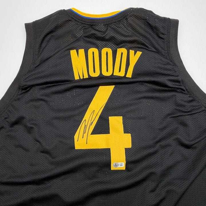 Autographed/Signed Moses Moody Golden State Black Jersey Beckett BAS COA