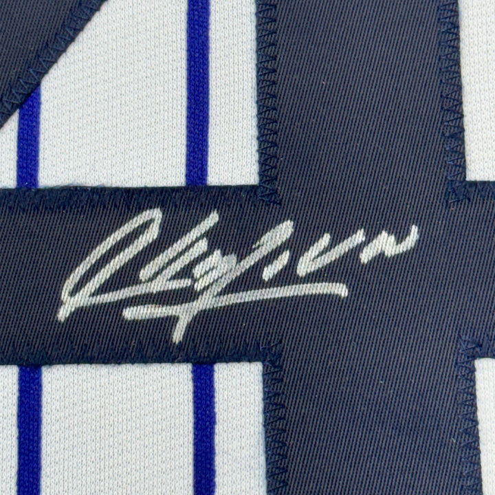 Framed Autographed/Signed Aroldis Chapman 33x42 NY Pinstripe Jersey BAS COA