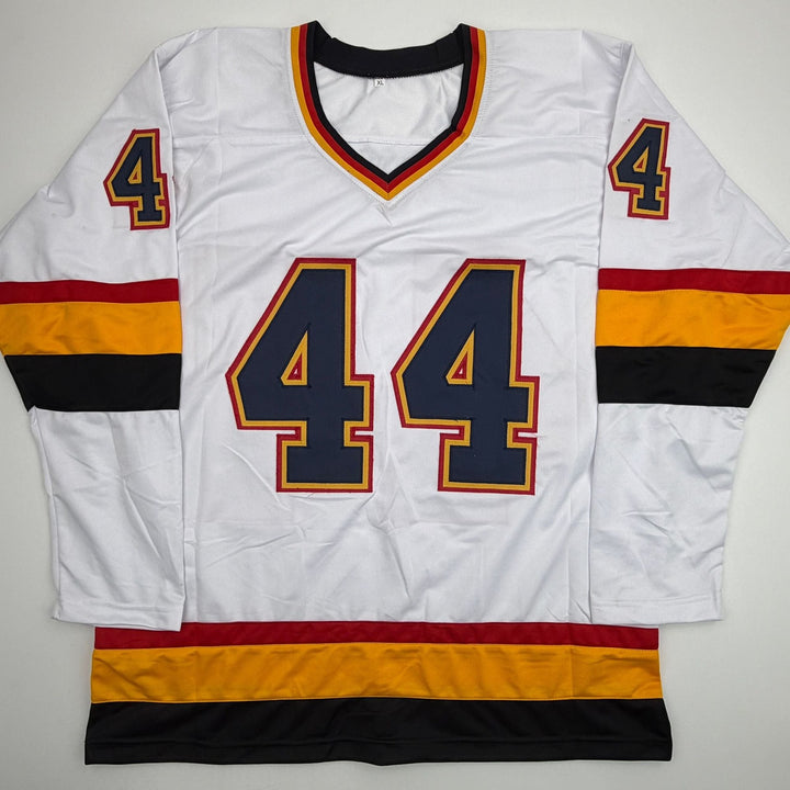 Autographed/Signed Dave Babych Winnipeg White Retro Jersey Beckett BAS COA