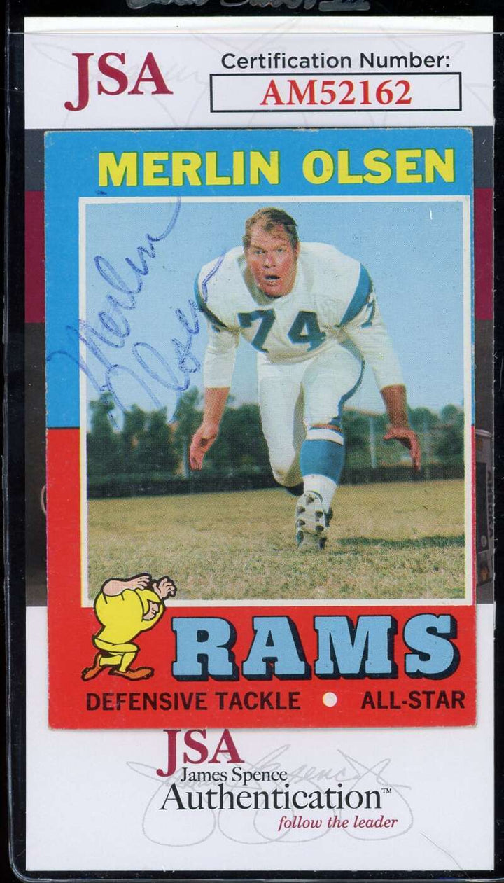 Merlin Olsen JSA Coa Signed 1971 Topps Autograph