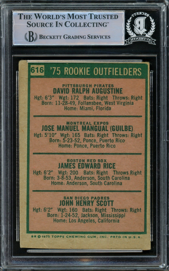 1975 Topps Card 616 Signed By All 4 Jim Rice Beckett #15499351