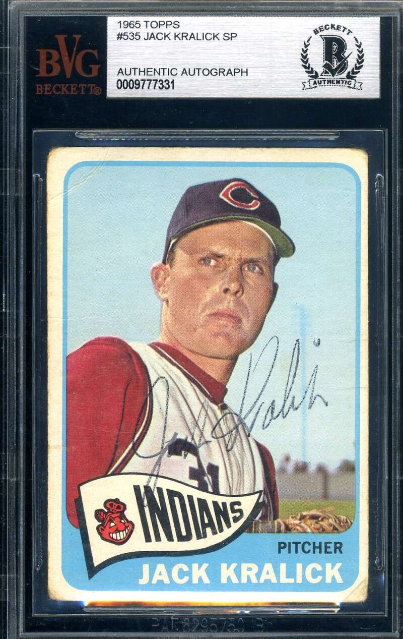 Jack Kralick Beckett Signed 1965 Topps Autograph