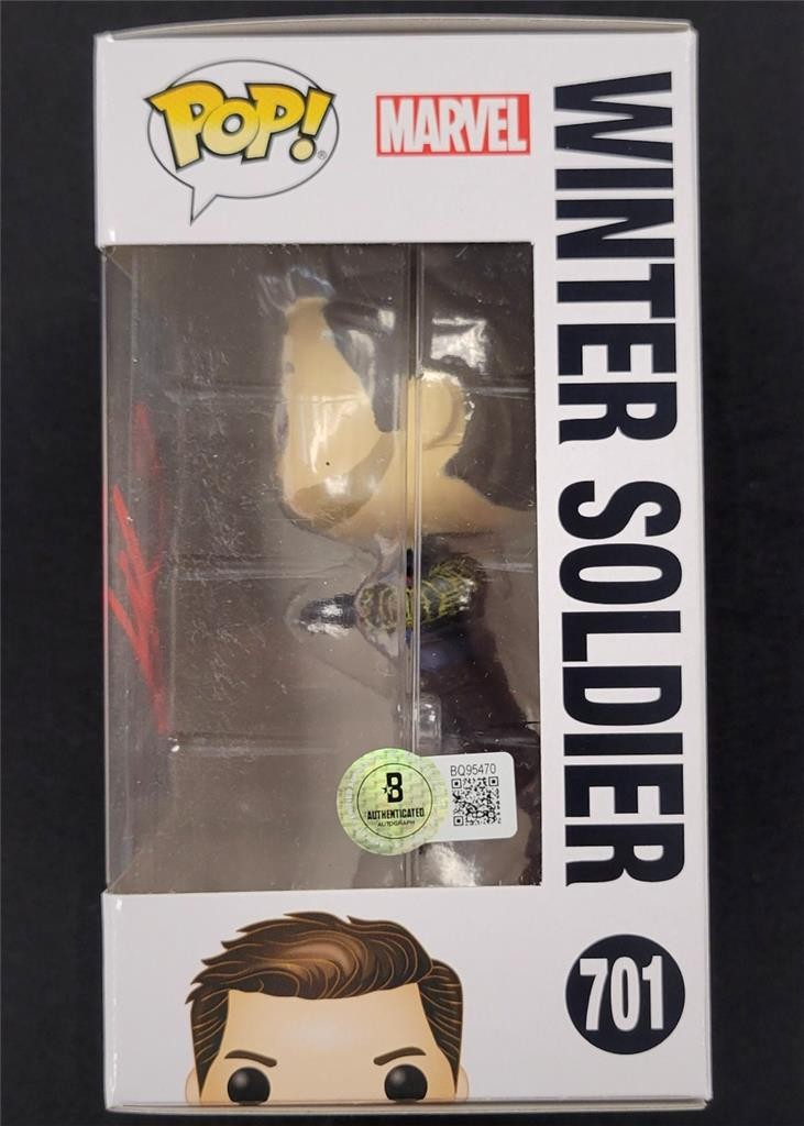 Sebastian Stan signed Winter Soldier Funko Pop! 701 Bucky autograph Beckett BAS