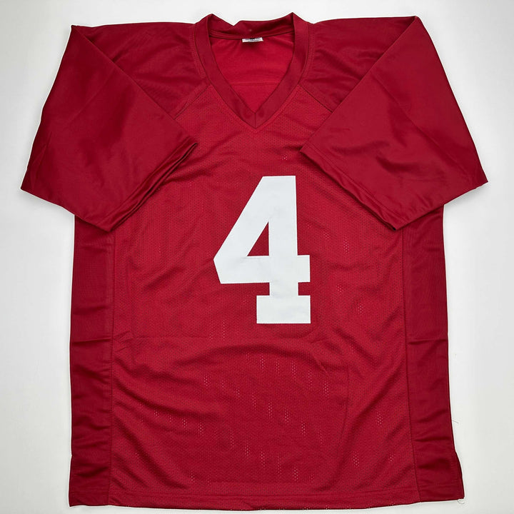 Facsimile Autographed Jalen Milroe Alabama Red Reprint Jersey Size Men's XL