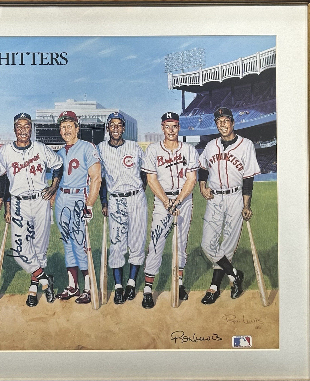 500 HR Signed Framed Poster Ron Lewis Mickey Mantle 11 HR Total Auto CBM COA HOF