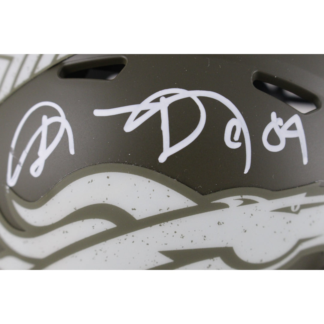 Shannon Sharpe Autographed Denver Broncos 22 Salute Mini Helmet Beckett 50810