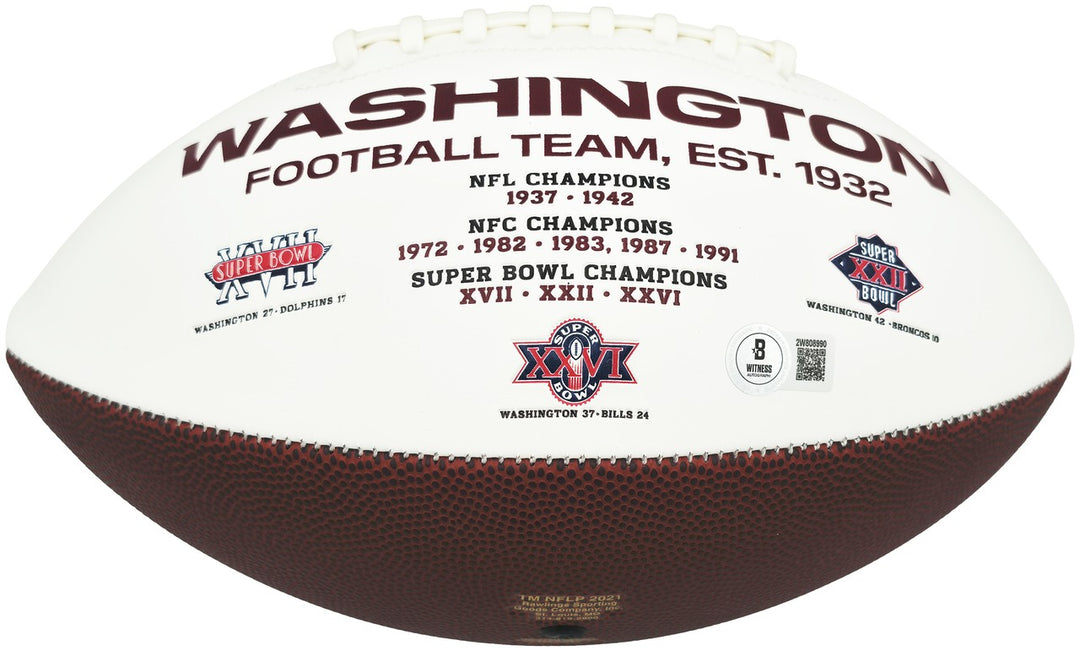 Mike Sainristil Signed Washington Commanders White Logo Football Beckett Witness
