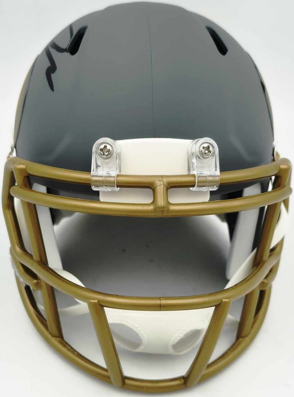 Jordan Addison Signed Vikings Slate Silver Speed Mini Helmet (In Black) Beckett