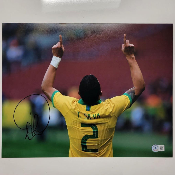 Thiago Silva signed Brazil 11x14 photo #1 PSG autograph (A) ~ Beckett BAS Holo