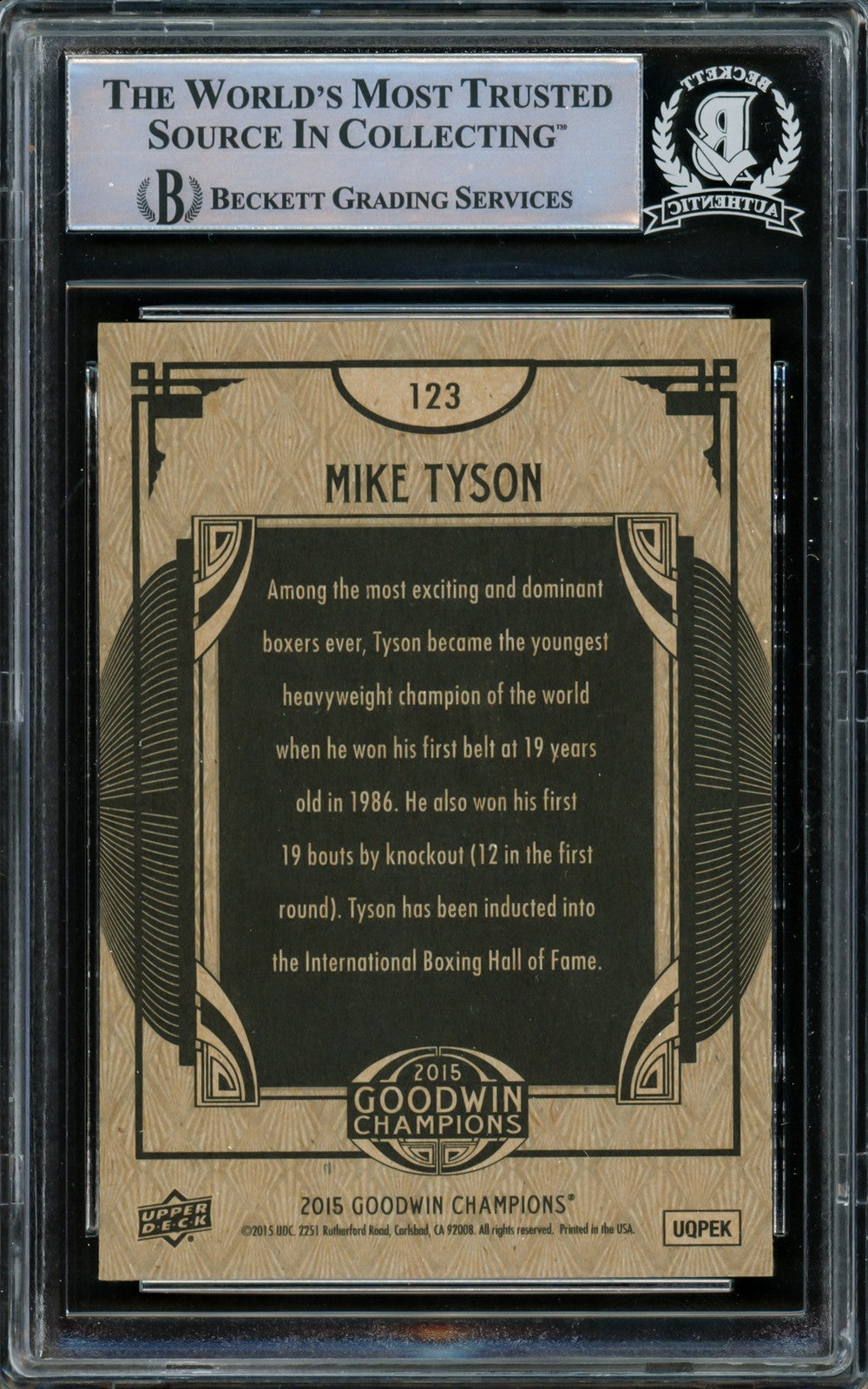 Mike Tyson Signed 2015 Upper Deck Goodwin Champions Card 123 Beckett #15500872