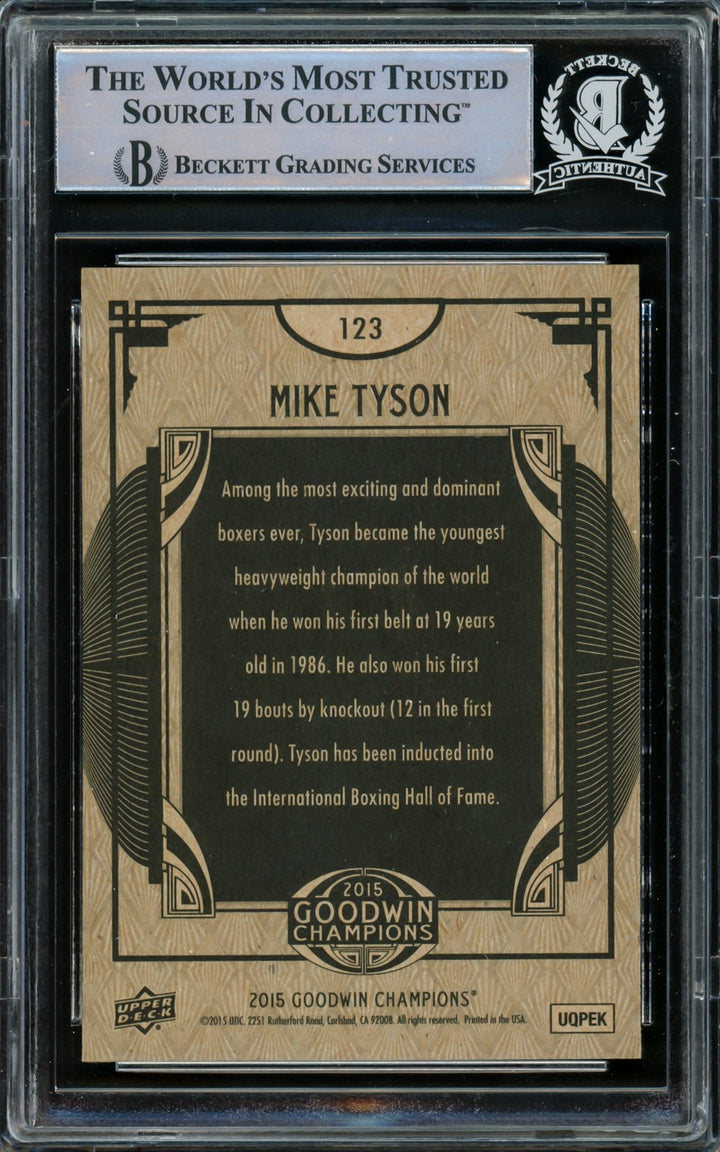 Mike Tyson Signed 2015 Upper Deck Goodwin Champions Card 123 Beckett #15500872
