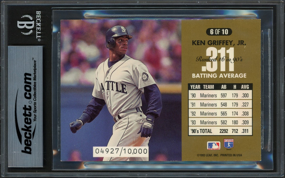 Ken Griffey Jr. Signed 1994 Donruss Dominators 3.5x5 Card 6 Mariners Beckett