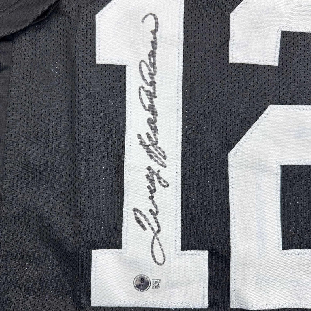 Framed Autographed/Signed Terry Bradshaw 35x39 Pittsburgh Black Jersey COA