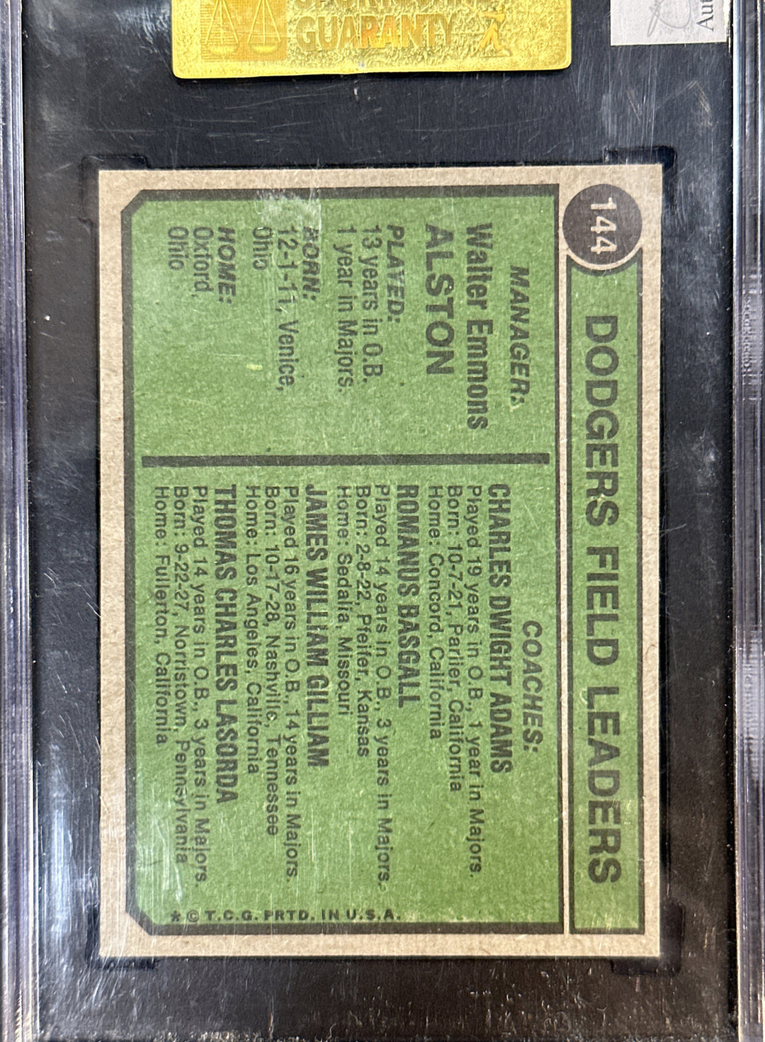 1974 Topps Walter Walt Alston #144 Signed Card JSA Coa Mint Auto Dodgers Hof