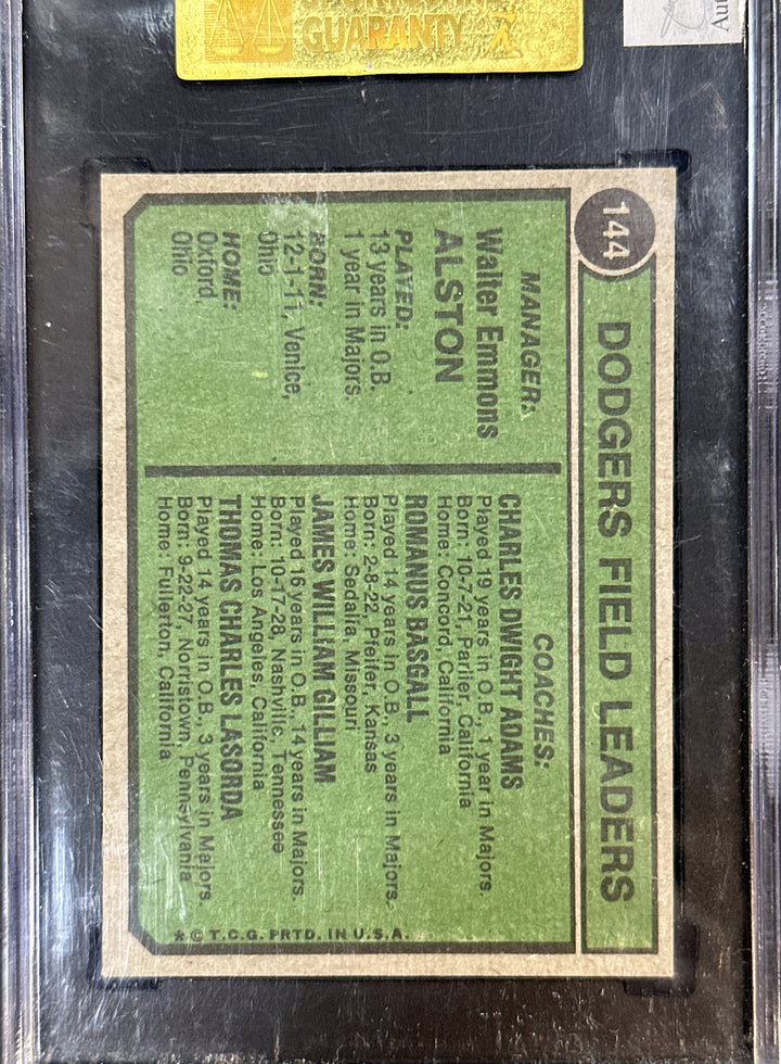 1974 Topps Walter Walt Alston #144 Signed Card JSA Coa Mint Auto Dodgers Hof