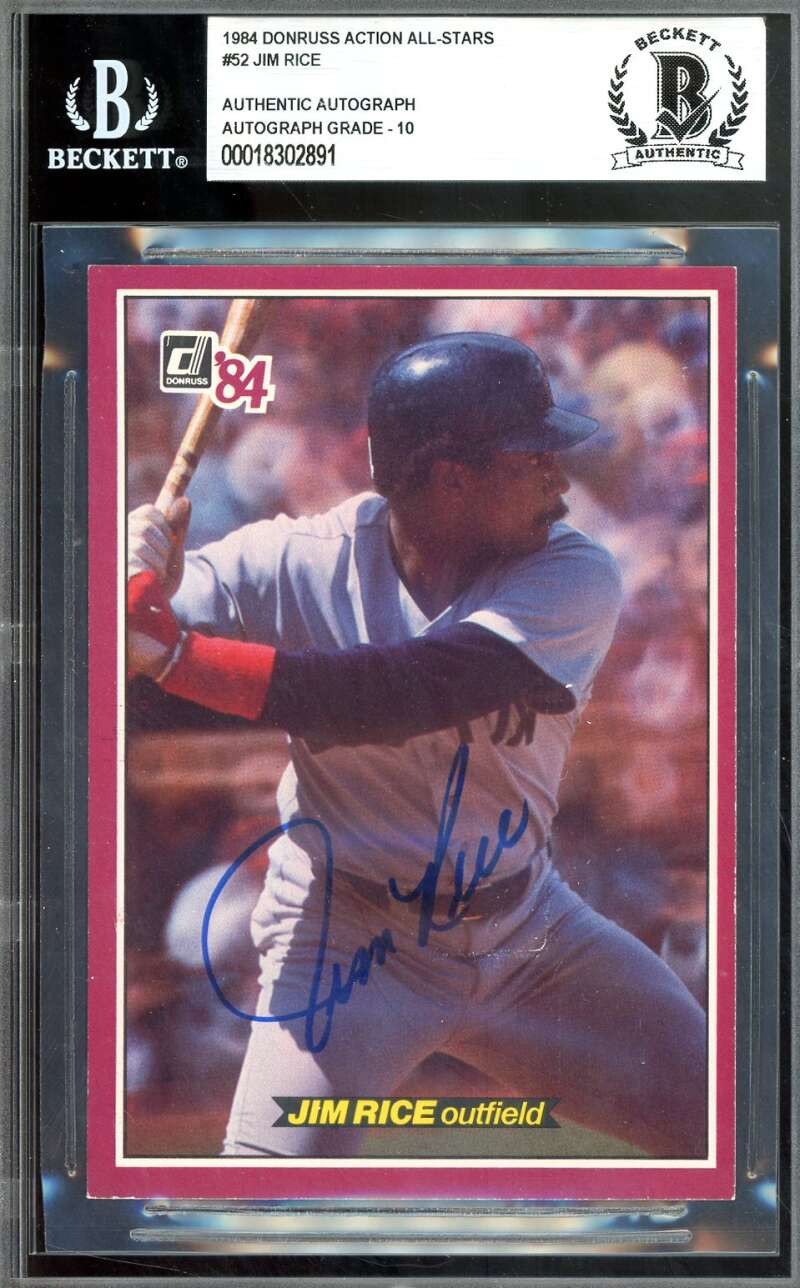 Jim Rice Gem Mint 10 Beckett BAS Signed 1984 Donruss Action All Stars Autograph