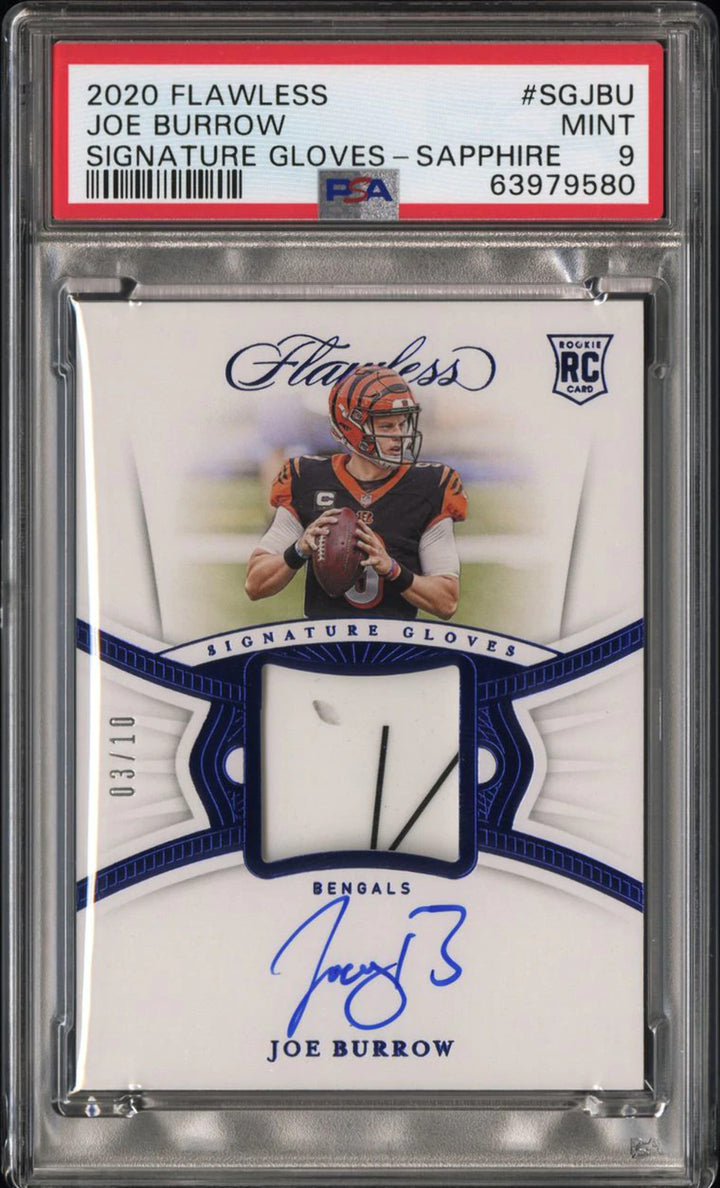 Joe Burrow Autographed 2020 Flawless Signature Gloves Sapphire Rookie Card (PSA)