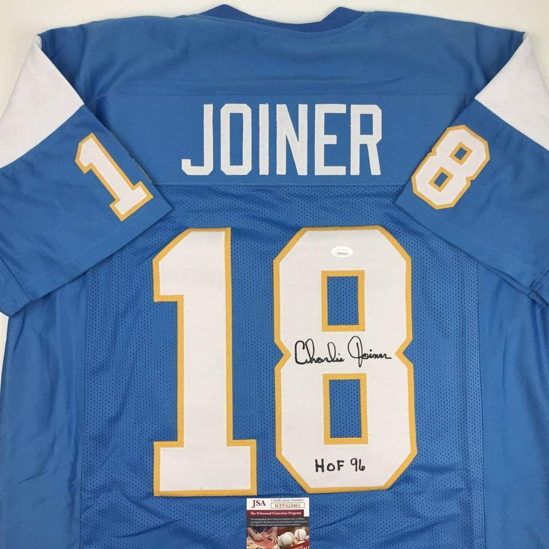 Signed CHARLIE JOINER HOF 96 San Diego Powder Blue Jersey JSA COA