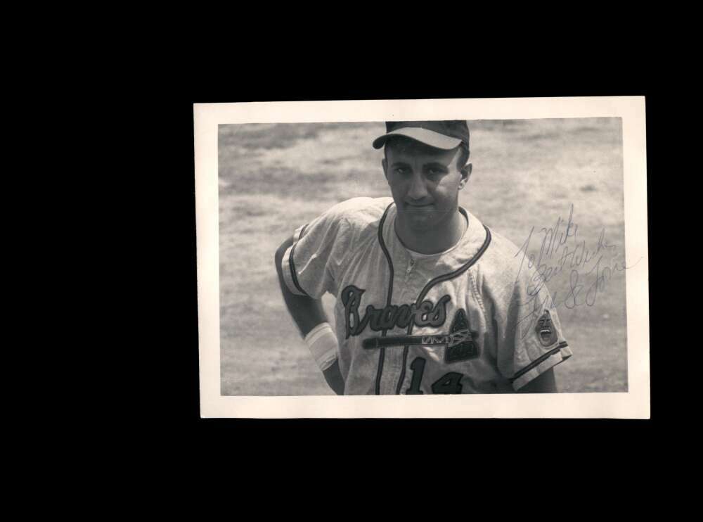 Frank Torre JSA Coa Signed Vintage 4x5 1950`s Braves Original Photo Autograph