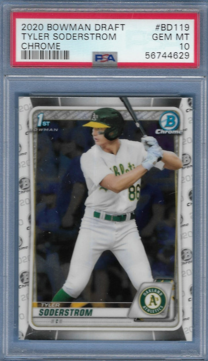 Graded 2020 Bowman Draft Tyler Soderstrom #BD119 Chrome RC Baseball Card PSA 10