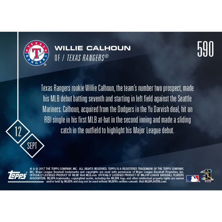 WILLIE CALHOUN 1st CAREER AT BAT RBI SINGLE TOPPS NOW CARD #590 NEW YORK YANKEES