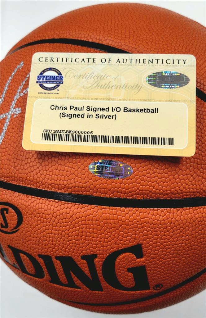 Chris Paul signed Replica Spalding Game Ball Series Basketball Spurs Steiner COA