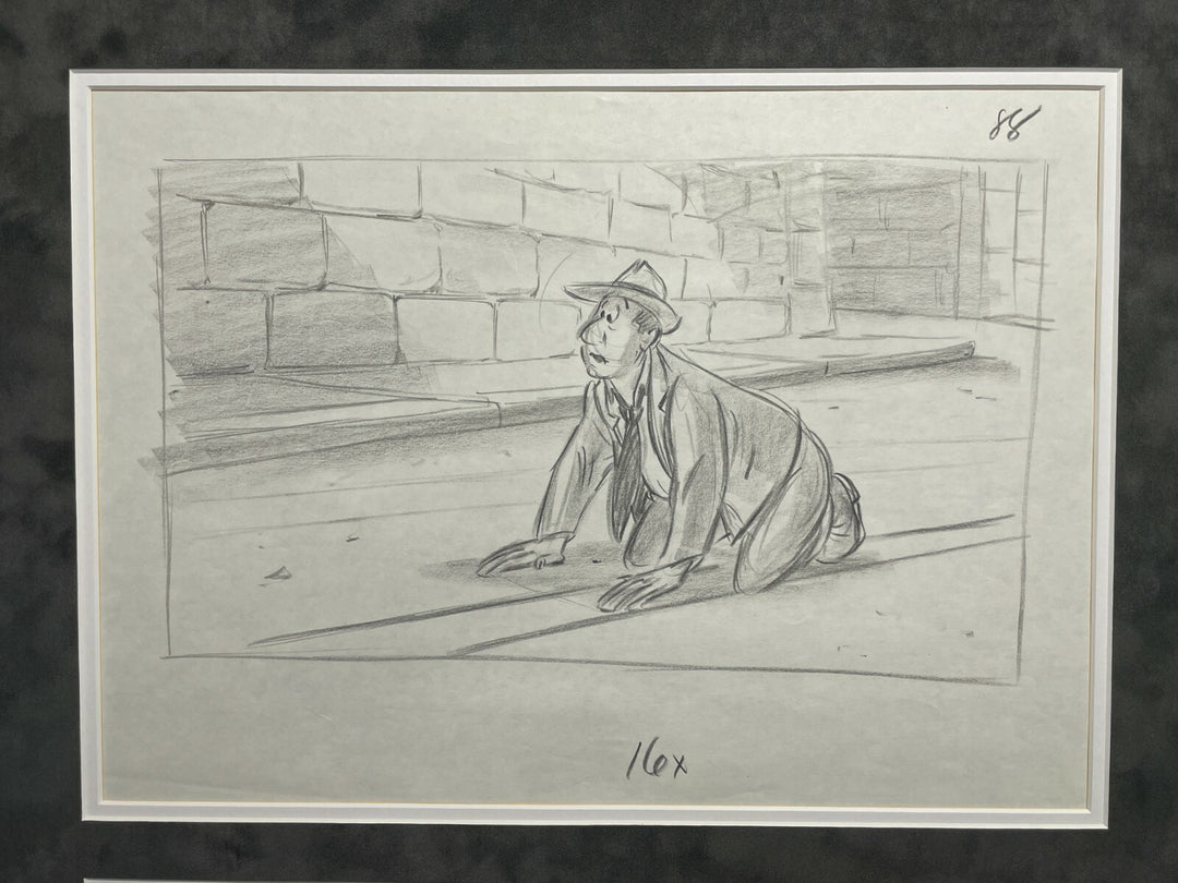 Bob Hoskins Signed Roger Rabbit Studio Used Storyboard Drawing Framed PSA COA