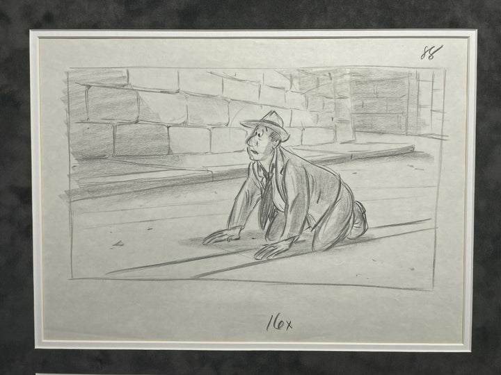 Bob Hoskins Signed Roger Rabbit Studio Used Storyboard Drawing Framed PSA COA