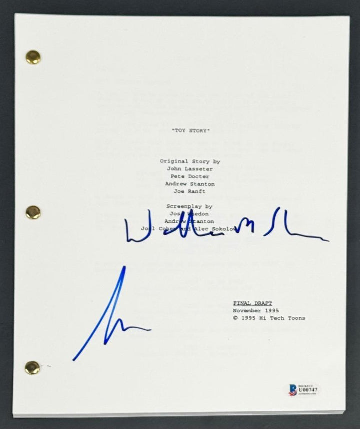 Tim Allen (Buzz) & Wallace Shawn (Rex) signed Toy Story script auto Beckett BAS