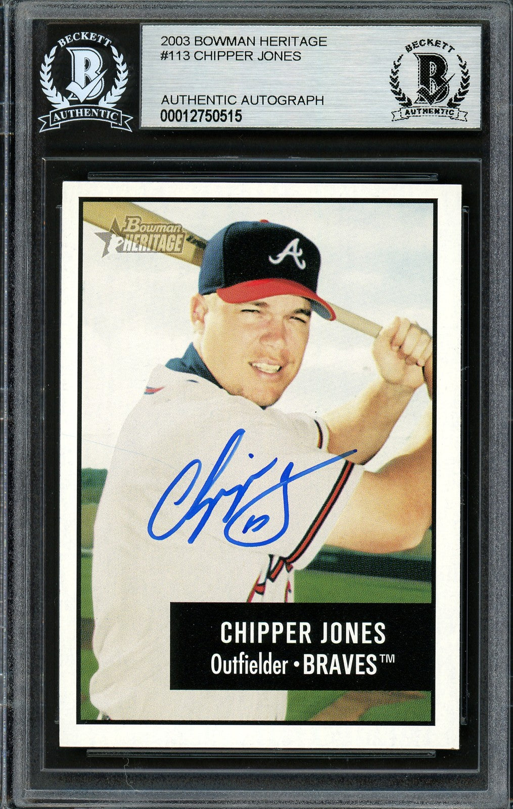 Chipper Jones Signed 2003 Bowman Heritage Card 113 Braves Beckett #12750515