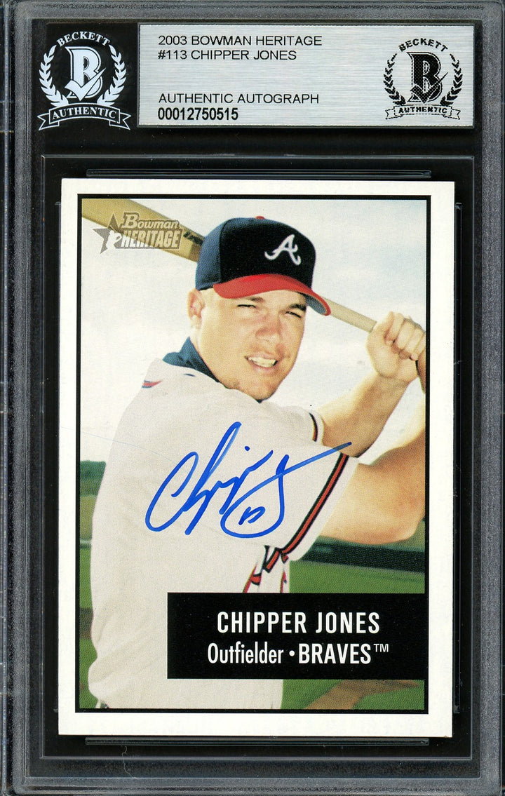 Chipper Jones Signed 2003 Bowman Heritage Card 113 Braves Beckett #12750515