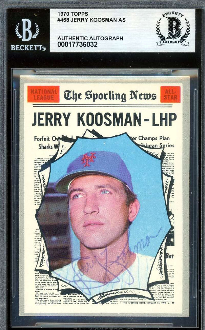 Jerry Koosman Beckett BAS Vintage Signed 1970 Topps All Star Autograph