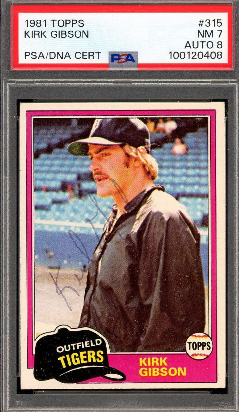 Kirk Gibson NM MT 8 PSA DNA Signed 1981 Topps Rookie Autograph