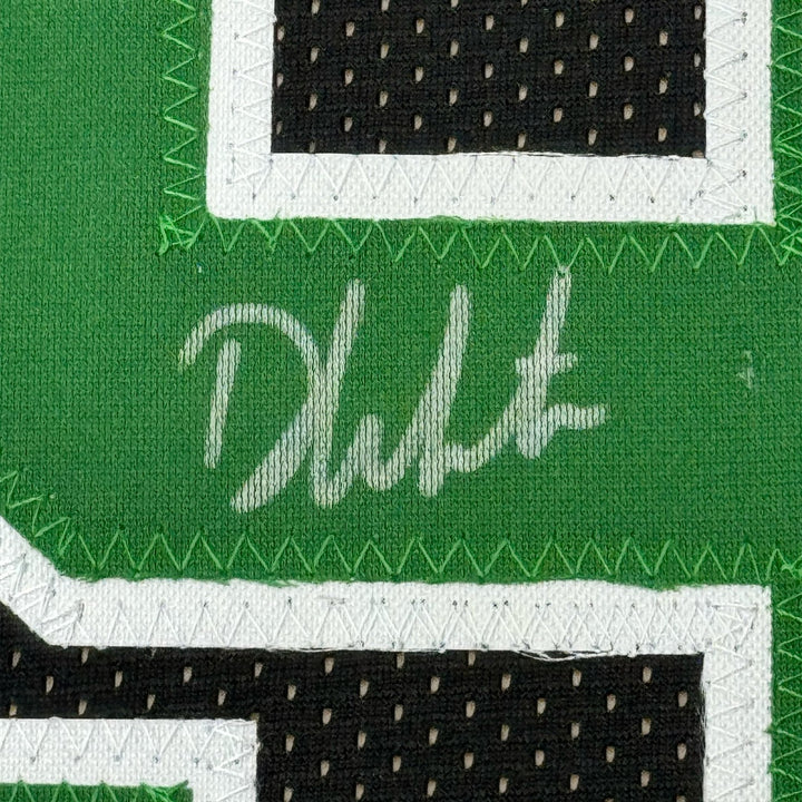Framed Autographed/Signed Derrick White 35x39 Black Jersey BAS COA