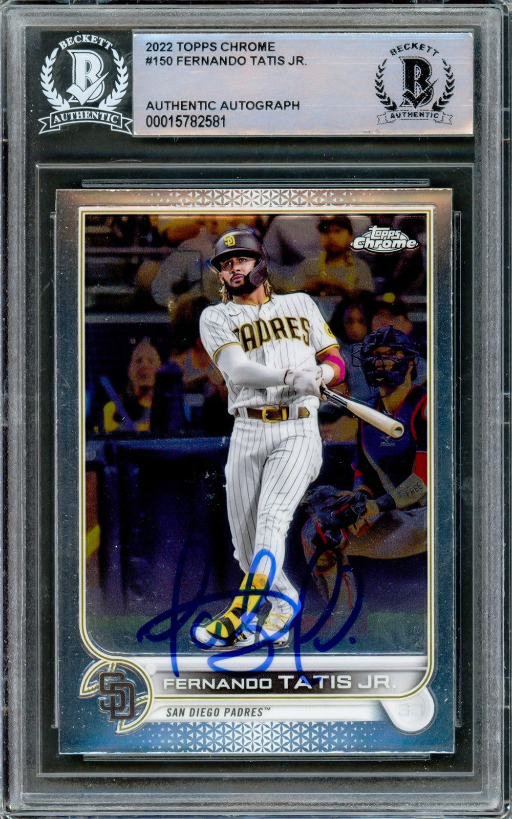 Fernando Tatis Jr. Signed 2022 Topps Chrome Card #150 San Diego Padres Beckett