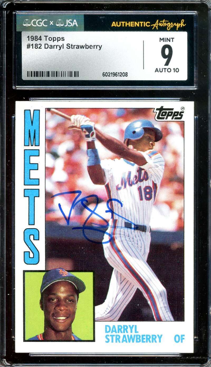 Darryl Strawberry Gem Mint 10 JSA CGC Coa Signed 1984 Topps Rookie Autograph