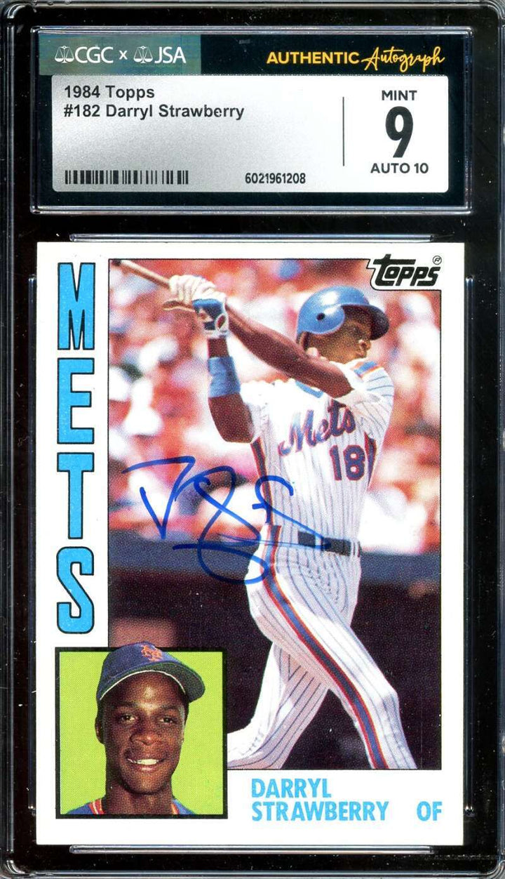 Darryl Strawberry Gem Mint 10 JSA CGC Coa Signed 1984 Topps Rookie Autograph