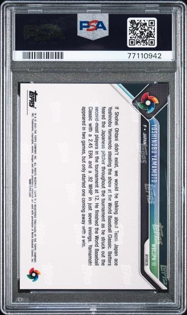 Graded 2023 Now Yoshinobu Yamamoto #WBCJPN11 WBC Champ Team Card PSA 10