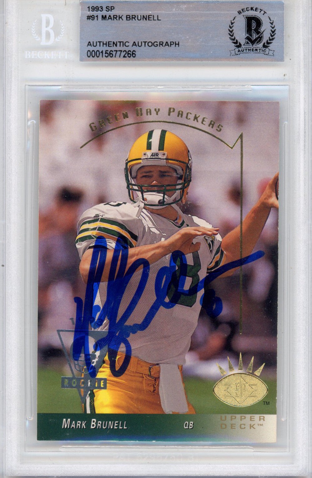 Mark Brunnell Signed 1993 UD SP #91 Rookie Trading Card Beckett Slabbed 39907