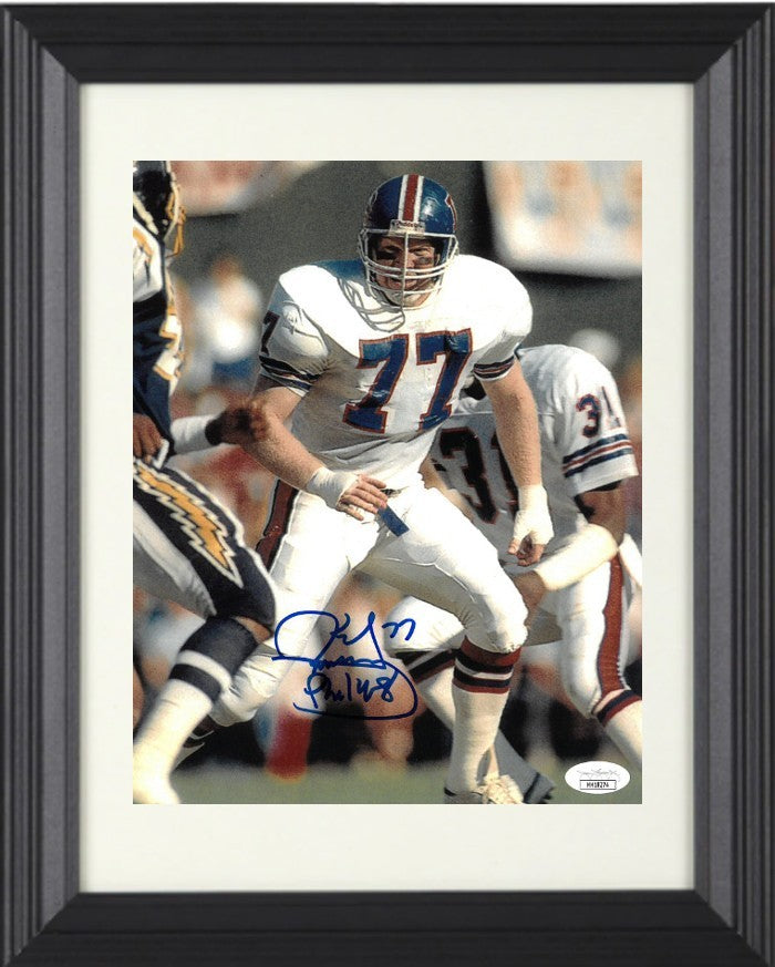 Karl Mecklenburg signed Denver Broncos 8X10 Photo Phil 4:8 Framed- JSA Hologram