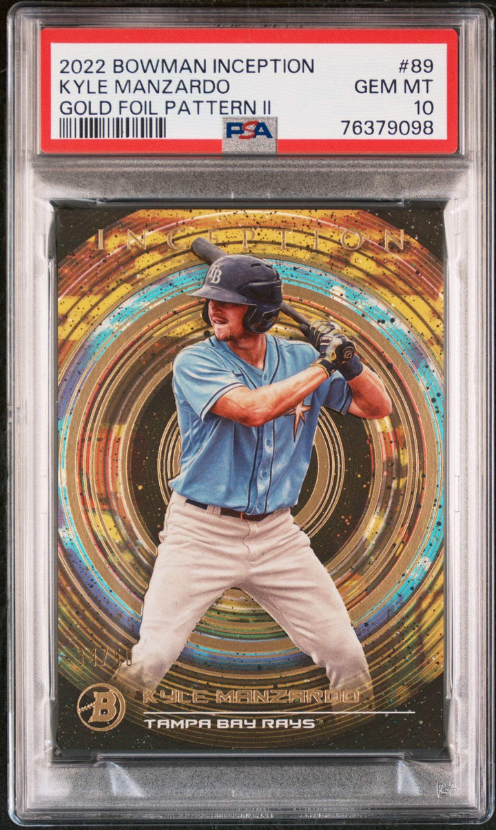 Graded 2022 Bowman Inception Kyle Manzardo #89 Gold #/50 RC Baseball Card PSA 10